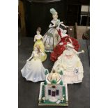 Contemporary Coalport limited edition Millenium Cottage & five Coalport figurines to include Harvest