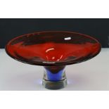 Mid 20th century Murano style Sommerso footed bowl