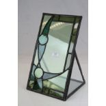 Panel Easel Back Leaded Green and Clear Glass Terrarium, 41cms high