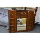 Edwardian Mahogany Inlaid Overmantle Mirror, 108cms x 94cms