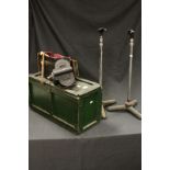 Early 20th century leather cased Bell & Howell cine camera with booklet, military style wooden box &