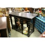 19th century Ebonised Side Table / Buffet in the Geometric Gothic Style raised on Eight Supports