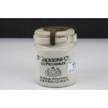 Early 20th century Advertising Stoneware Food / Caviar Jar / Pot & Lid marked ' Rt. Jackson & Co,