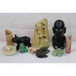 Collection of small carved hard stone figures mostly oriental