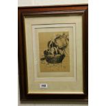 Cecil Aldin circa 1902 framed illustration print of a terrier at bathtime