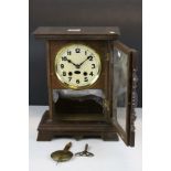 Early 20th century oak cased bracket clock with two train movement