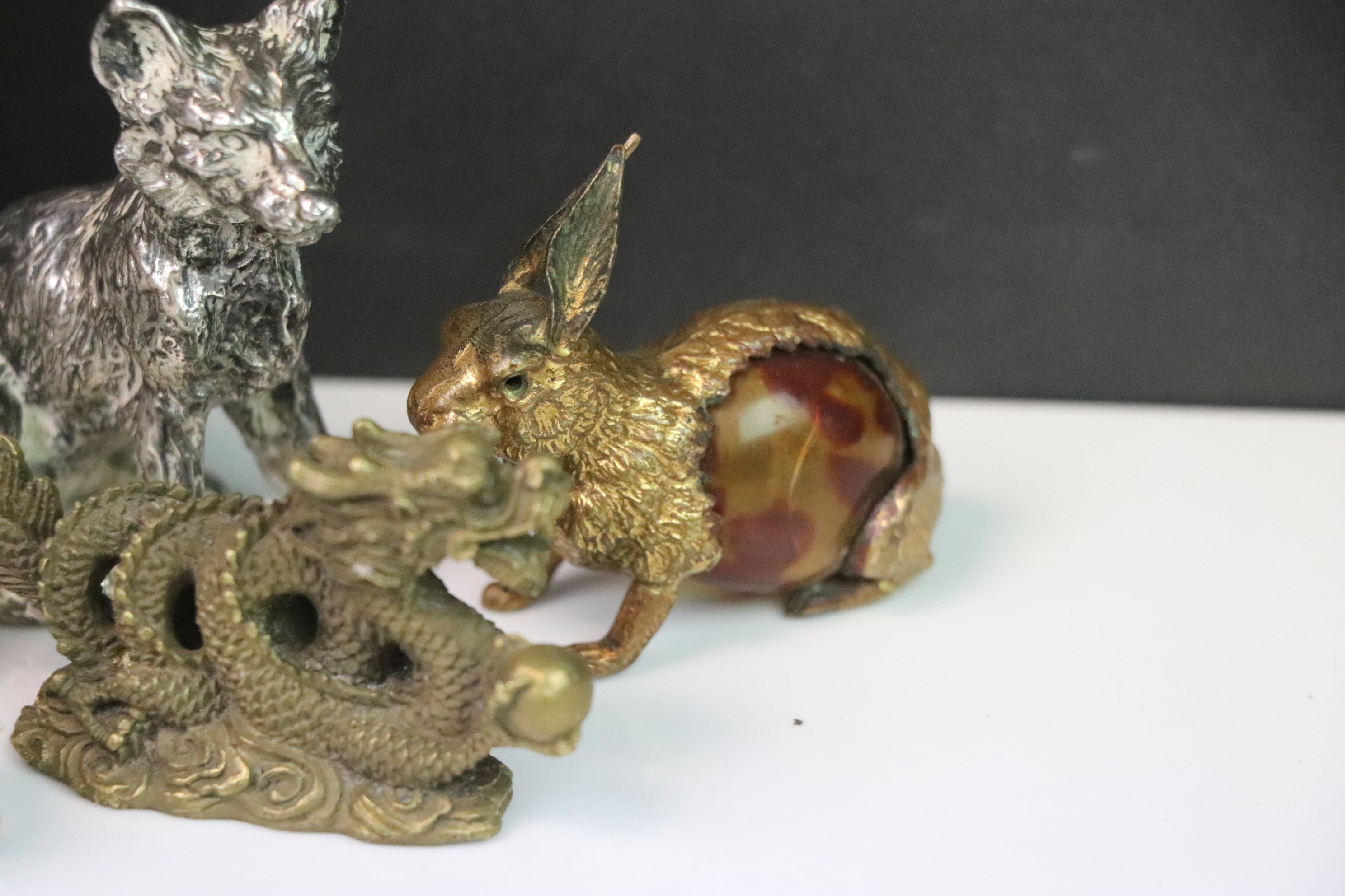 Collection of metal animal figures to include a small solid silver bear - Image 5 of 7