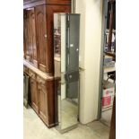Art Deco Style Mirrored Tall Bathroom Cabinet with Two Drawers opening to reveal Shelves and a