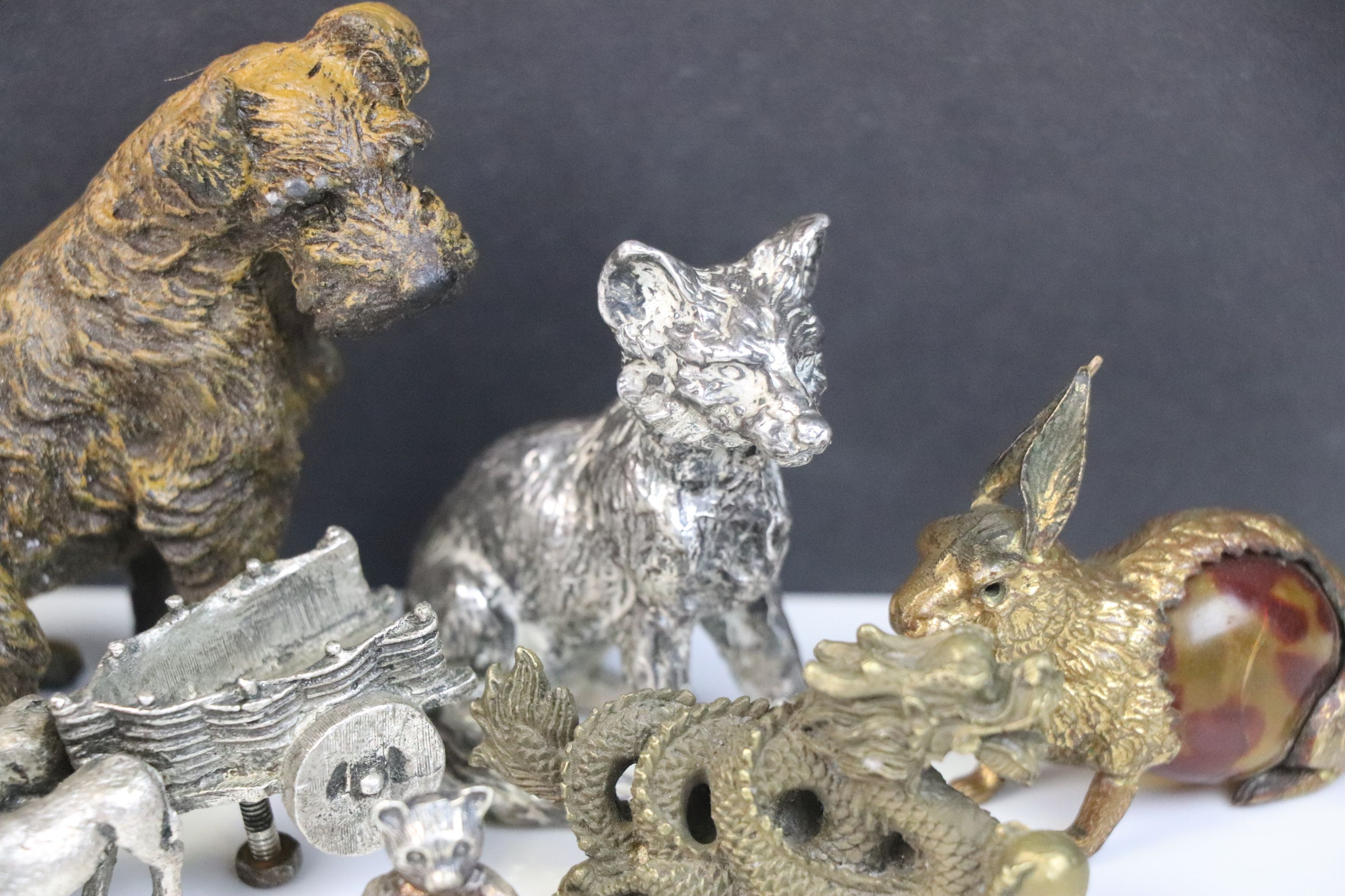 Collection of metal animal figures to include a small solid silver bear - Image 4 of 7