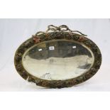 Early 20th century Barbola Framed Bevelled Edge Oval Wall Mirror, 73cms long