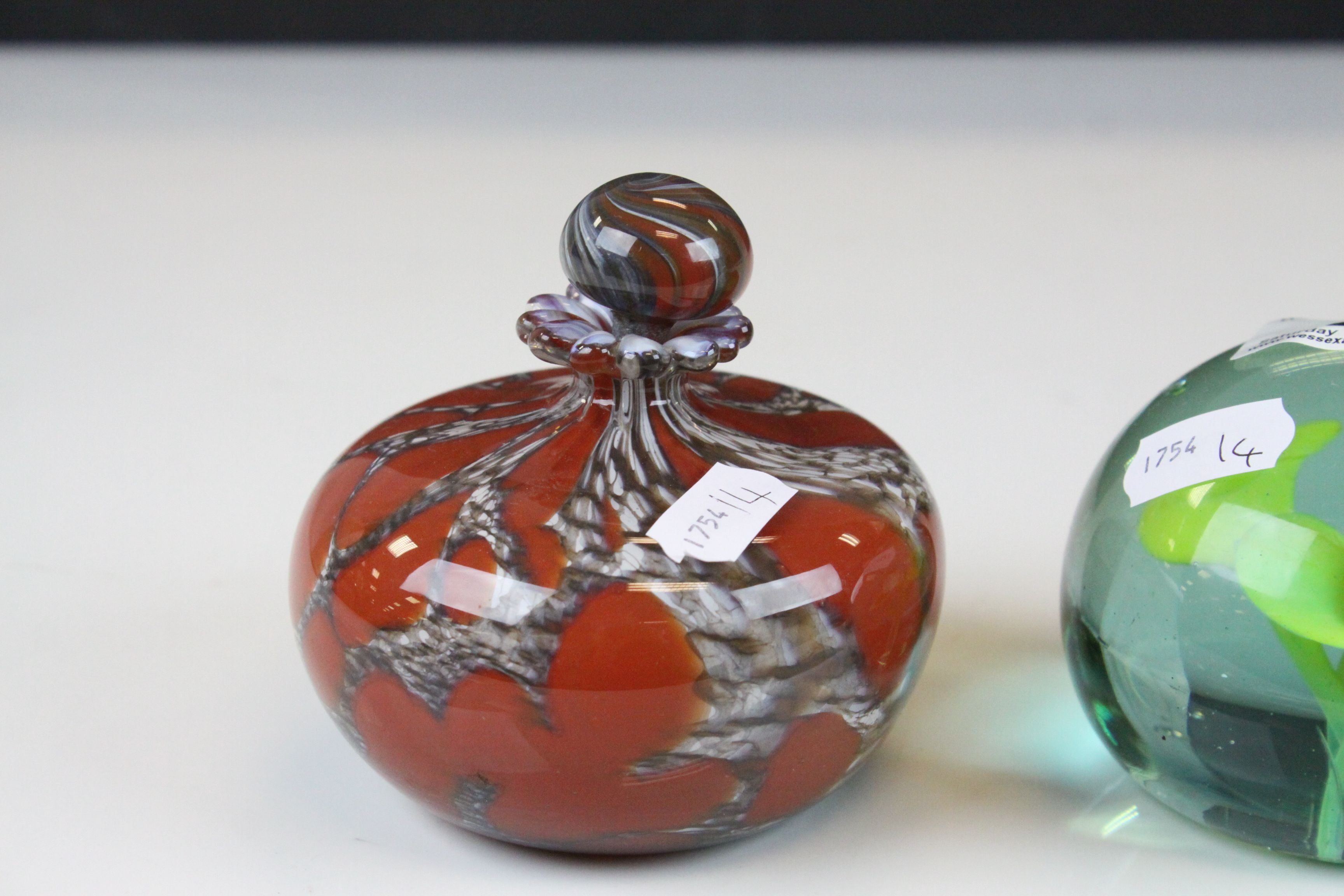 Jonathan Harris ' Wilderness ' glass paperweight, another paperweight with internal flower and a - Image 2 of 7