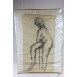 Folder containing pastel and sangine nude and portrait unframed drawings