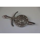 Silver Scottish Claymore & Targe Brooch, Glasgow 1949, Henderson & Horner Bros