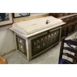 Middle Eastern Style Painted Softwood & Plywood Large Blanket Box with Shaped Lid, 161cms long x