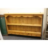 Modern Pine Hanging Dresser Shelves with Four Small Drawers, 131cms wide x 89cms high