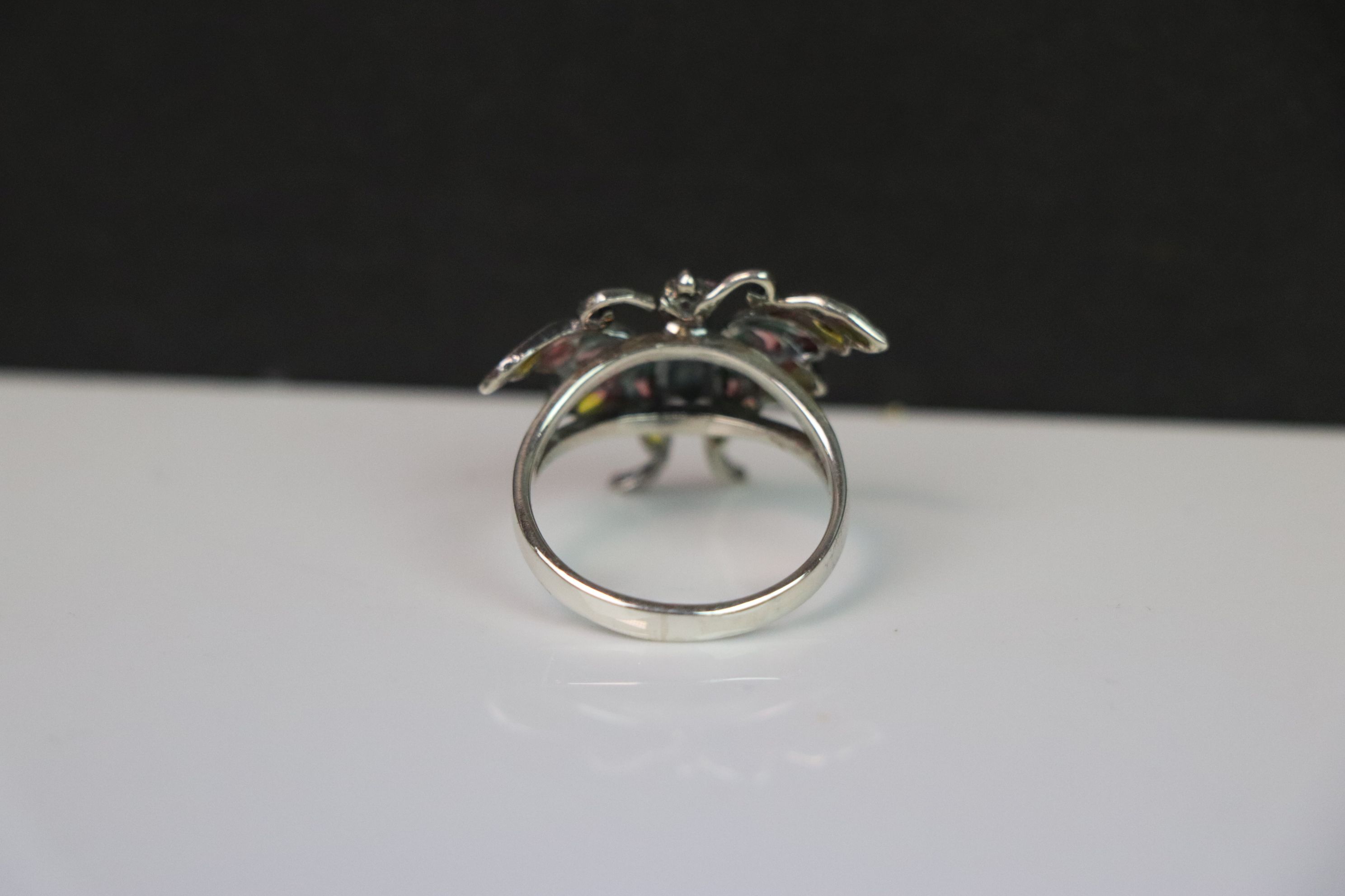 Silver and Plique-a-Jour Art Nouveau style butterfly dress ring - Image 3 of 3