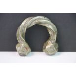 An African Okpoho-type verdigris bronze manilla or slave bangle/money of typical form.