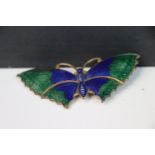 Vintage Gilt Metal Enamelled Butterfly Brooch, 6.2cms long