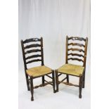 *Two Elm and Oak Ladderback Chairs, both with shaped horizontal back rails between two turned
