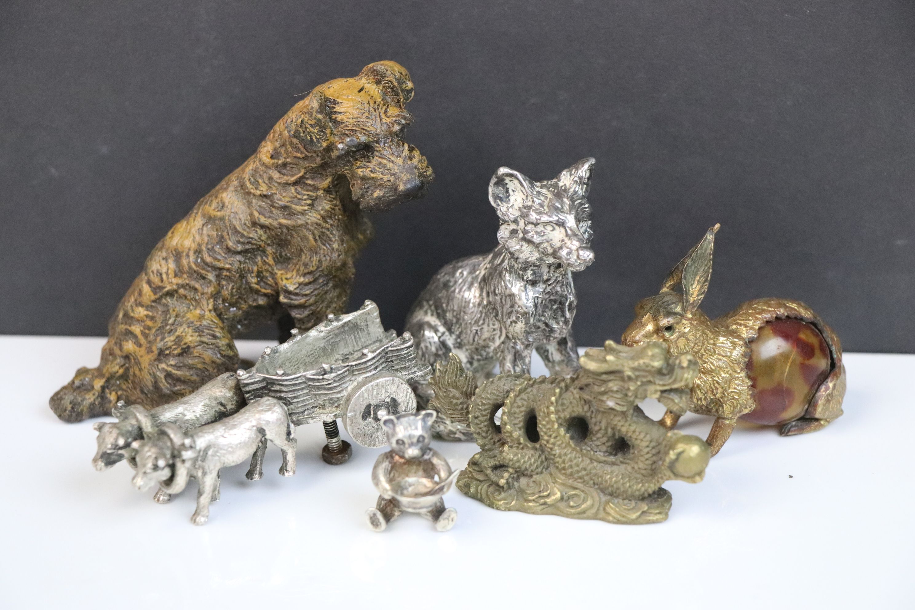 Collection of metal animal figures to include a small solid silver bear - Image 2 of 7