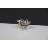 Silver and Plique-a-Jour Art Nouveau style butterfly dress ring