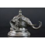 19th century Silver Plated Inkwell in the form of an Indian elephant with monkey sat on his head