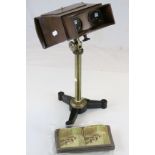 19th century Burr Walnut and Oak Stereoscopic Viewer with label ' F. Jones, 146 Oxford Street,