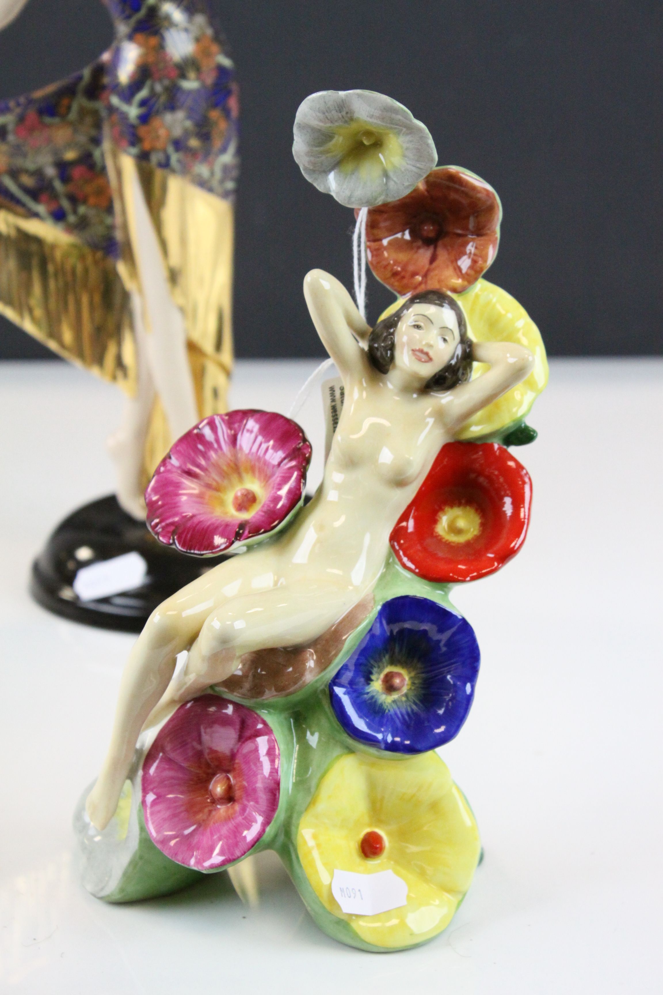 Carltonware Art Deco Style Figurine ' The Carlton Girl Hollyhocks ' 23cms high together with - Image 2 of 6
