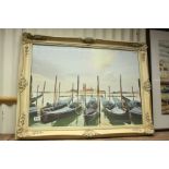 Large swept framed Venetian scene on canvas