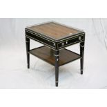 19th century Style Rosewood and Ebonised Side Table with Pierced Metal Gallery Rail, drawer to end