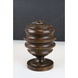 19th century turned walnut lidded pot