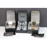 Three boxed quartz watches to include a Fusion and two Christin Lars.