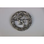 Silver Scottish Circular Brooch in the form of a Lion surrounded by a Band of Thistles, Glasgow