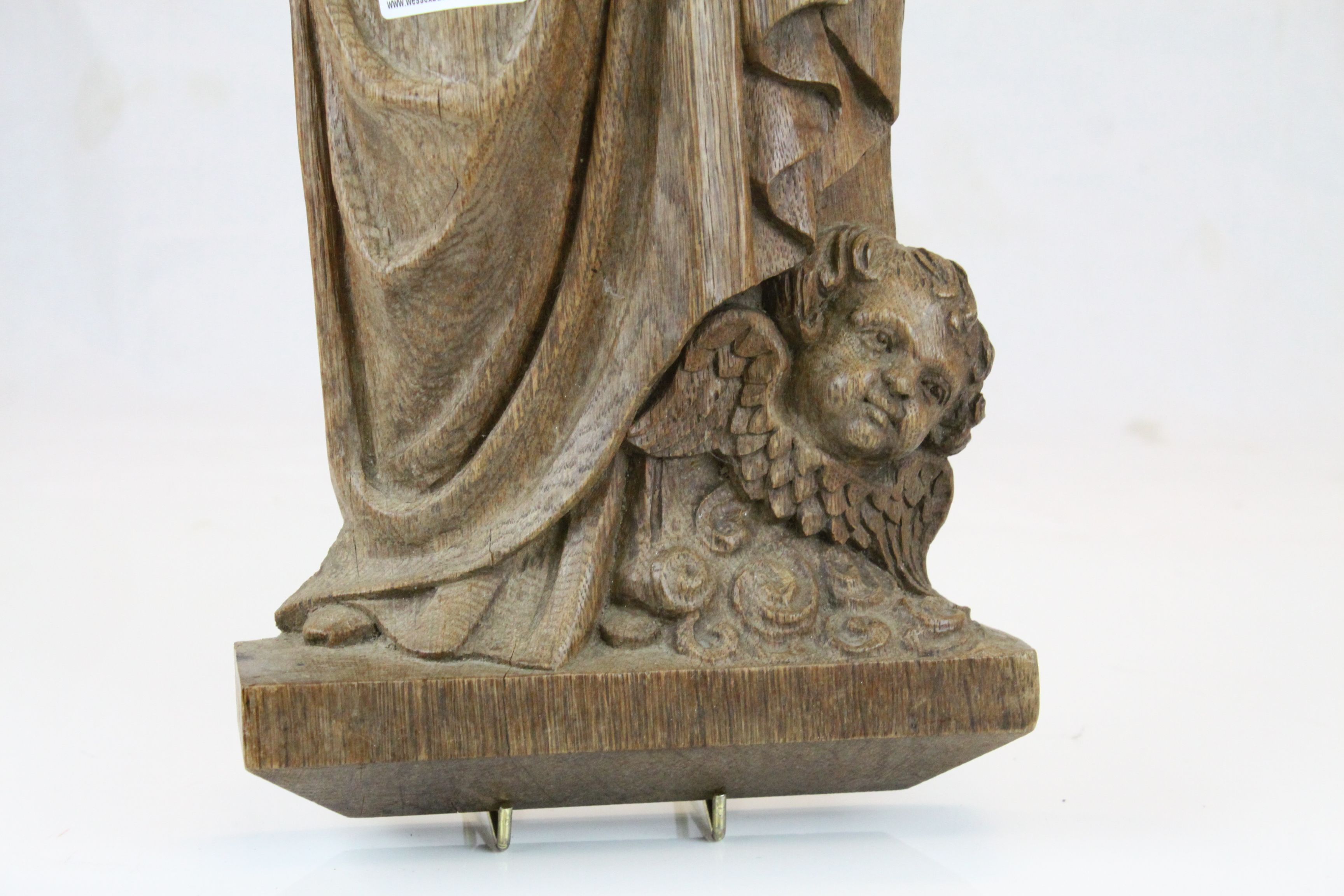 Victorian well carved oak figure of a Christian Saint - Image 3 of 3