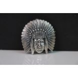 Silver brooch in the form of a Native American Indian