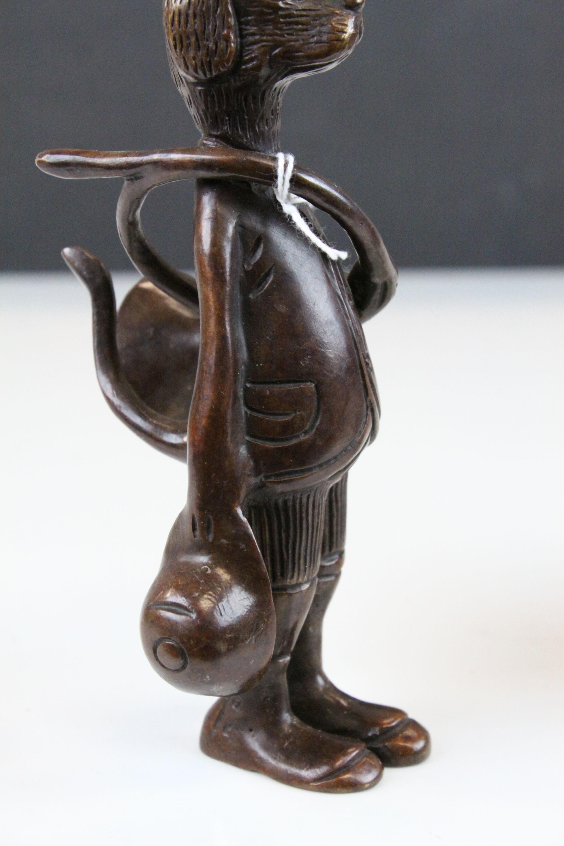 Pair of Bronze Hunting Fox and Dog Figures with Riding Hats, Horns and Jackets - Image 5 of 5