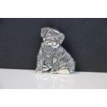 Silver dog brooch