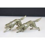 Pair of cast bears hunting hounds/dogs