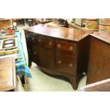 Early 19th century Mahogany Bow Front Sideboard with an arrangement of three drawers over a
