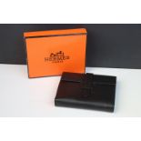 Boxed men's leather wallet marked AS Herme's Pairs