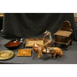 Box of assorted treen including carved animals