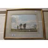Chris D Watkiss 20th century watercolour rural scene harrowing with horse, signed and labeled verso