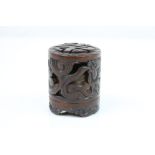 Antique carved Chinese stone cricket box