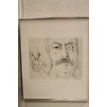Gunter Grass - self portrait etching, signed and dated 73 in pencil