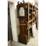 19th century Oak Longcase Clock with Painted Face and Date aperature, 211cms high