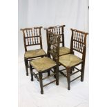 *Set of Four Lancashire Oak Spindle Back Chairs, circa 1800 ***Please note that VAT is applicable to