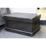 19th century Pine Box with Two Iron Carrying Handles, 69cms x 35cms