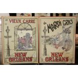 Two 1970's G. B. Luttrell Cardboard Posters of New Orleans, 50cms x 65cms