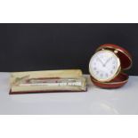 Cruise ship oriana travelling alarm clock together with a sterling silver Chusan propelling pencil