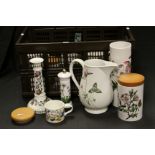 Box of Portmeirion, to include storage jars, jug, bowls, plates etc